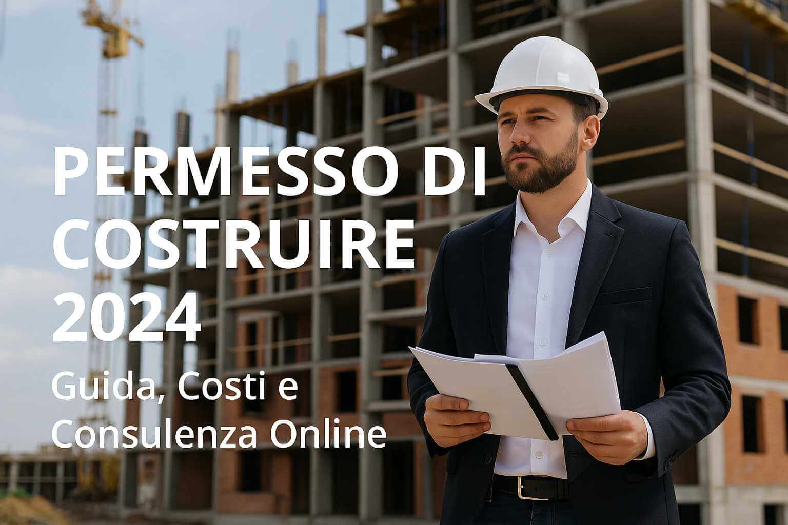 Tecnico in cantiere con casco e documenti – Permesso di Costruire 2024, guida, costi e consulenza online