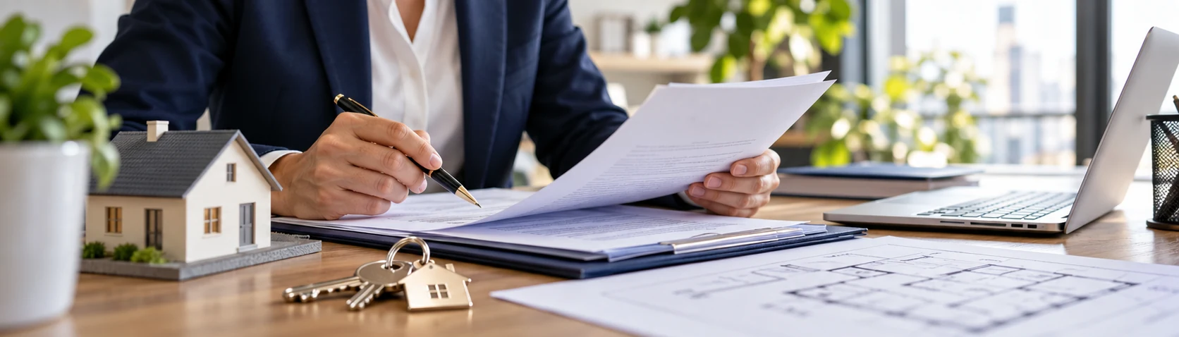 Professionista verifica documenti immobiliari per rogito e compravendita